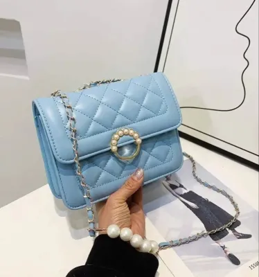 Elegant Pearl Decor Flap Design Woman's Shoulder Bag 